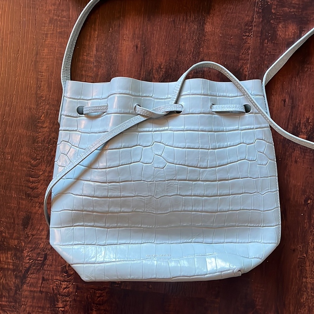 Mansur Gavriel baby blue bucket bag